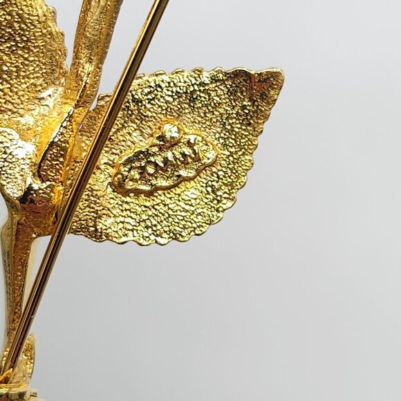 Vintage Giovanni Gold Rose Brooch Pin Floral Design Womens - Picture 4 of 5